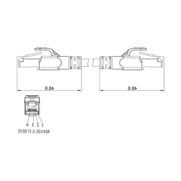 RJ45 Straight male Turn RJ45 straight male precast PUR flexible cable, shielded, yellow sheath, 0C4182-XXX